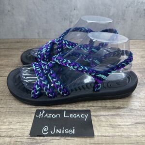 Megnya~Women’s~Blue/Purple Braided Strap Comfort Casual Walking Sandals~Size 8